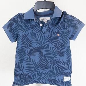 H&M LOGG Girls Blue Print Polo Shirt, Medium